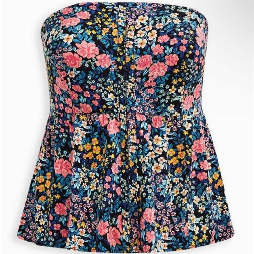 Torrid Stretch Challis Lace-Up Back Corset Top